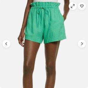 Open Edit NWT Kelly Green Linen-Blend Drawstring Shorts - Size L